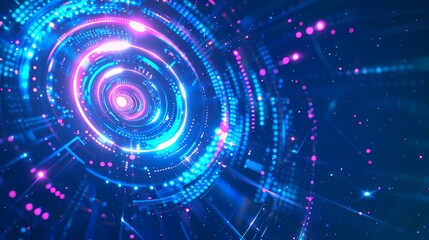 Obraz premium Digital technology futuristic abstract circular vortex illustration poster background