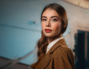 Retro-style portrait of a young woman in 1960s fashion