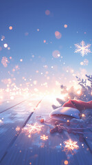 Santa hat on snow, Merry Christmas and Happy New Year, banner with copy space