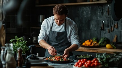 Professional Photography Studio with Food Photographer Styling a Culinary Shot
