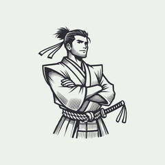 Samurai warrior minimalist vector illustration
