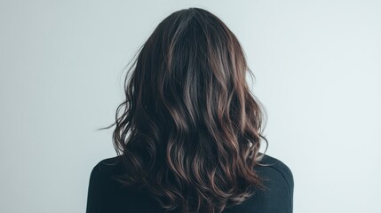 Obraz premium Beautiful model girl with Brown hair strand,silky healthy chestnut wavy hair strand isolated on white background,hair wavy ribbon, with smooth texture,vibrant shine,brunette hairpiece, hairy ribbon.