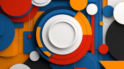 Abstract geometric forms in vibrant colors create modern design