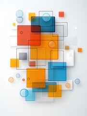Translucent geometric shapes in vibrant colors create modern design