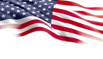 Obraz premium Waving the American flag with stars and stripes, represents patriotism, national pride, and the United States of America. Close-up of the American flag waving, highlighting its stars and stripes