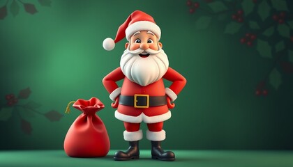 Jolly Santa Claus Christmas Illustration Festive Holiday Cheer 3D Render