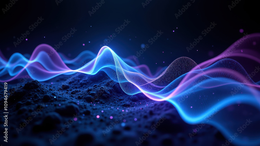 Aufkleber abstract high-tech glowing wave background with cosmic elements.