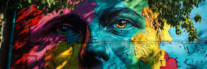 Face Art, panorama wallpaper, the colorful beauty of faces and emotions