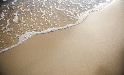 Sand and sea wave. Beach copy space nature background