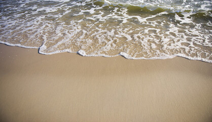 Sand and sea wave. Beach copy space nature background