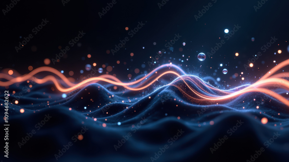 Poster abstract hi-tech background with dynamic swirls of light and energy.