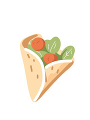 close-up of shawarma highlighting the texture of the filling