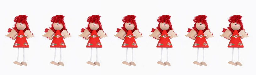 angel doll, Christmas decorations on a white background