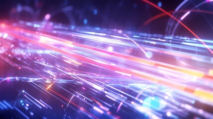 Digital technology colorful neon abstract curve illustration poster background