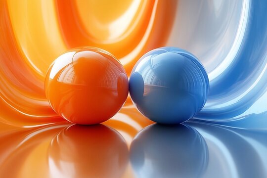 3D graphic assets, where layers can be large or small, and are set against a bright background. This design often uses geometric shapes, abstract elements, and vibrant colors