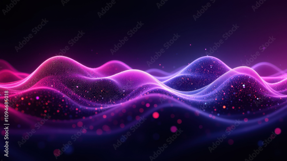 Poster abstract high-tech background with waves of colors in neon style.