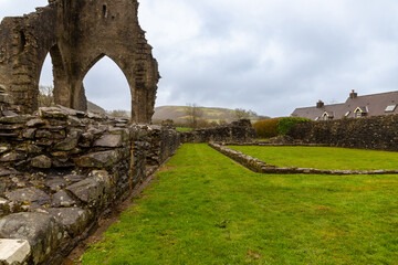Old monastery ruin Talley Abbey in Talley, Wales, UK
