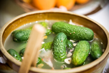 green cucumbers in a dish