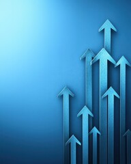 A graphic representation of blue arrows ascending against a gradient background, symbolizing growth and progress.
