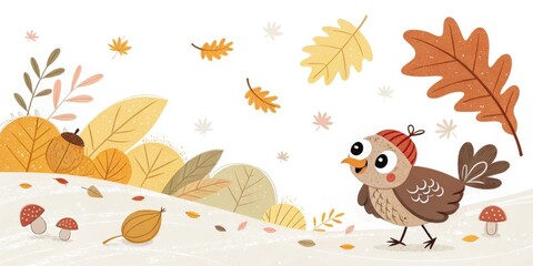 Obraz premium thanksgiving minimalist cute cartoon brown background