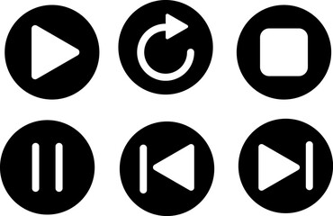 Player button icon set. Elements for play streaming. Button icons. symbols for playback