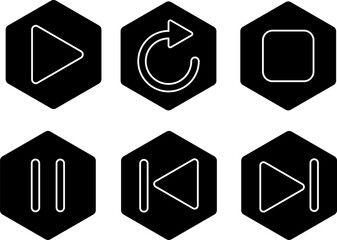 Set of Play, replay, stop, pause, previous, next icon. Previous sign symbol. collection of multimedia icons. next icon sign
