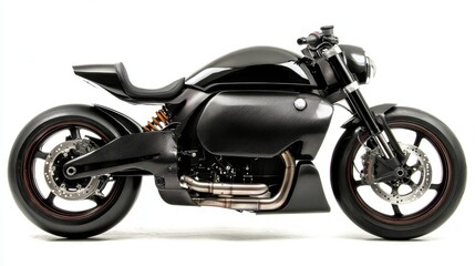 Fototapeta premium Sleek Black Carbon Fiber Motorcycle Design