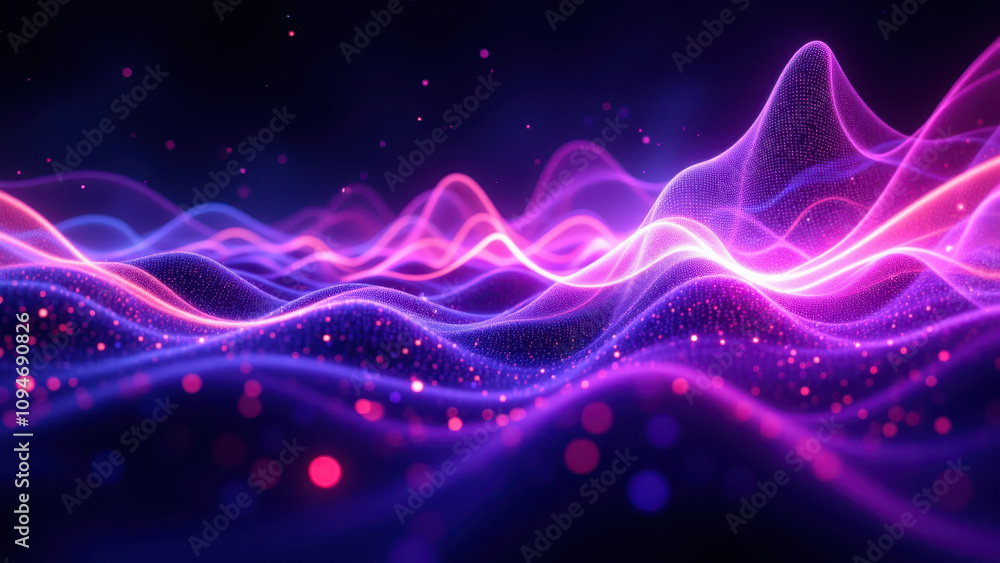Poster abstract high-tech background with vibrant colors and digital waves.