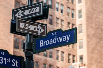 Obraz premium Broadway street sign , Manhattan , New York , USA