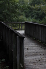 Wooden bridge over the river