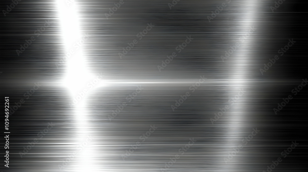 Poster abstract metallic background with horizontal brushed texture and bright light streaks for design and