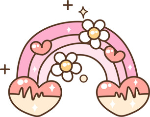 Groovy Retro Rainbow Cartoon Illustration