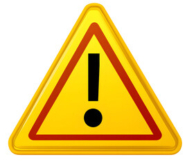 Warning triangle icon. Yellow caution warn in png. Warning sign with exclamation mark. Alert warn in triangle. Road sign alert.