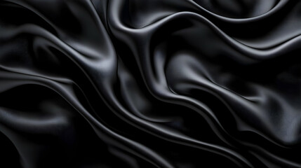 Fototapeta premium Abstract Black Fabric with Smooth and Elegant Drapes, Creating a Soft and Luxurious Background Texture