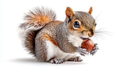 Obraz premium Grey Squirrel Eating a Nut