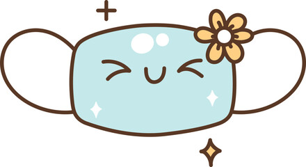 Groovy Retro Mask Cartoon Illustration