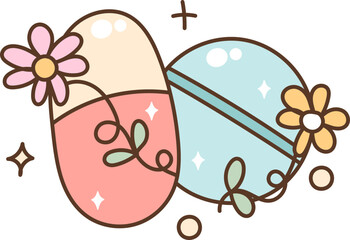 Groovy Retro Medicne Cartoon Illustration