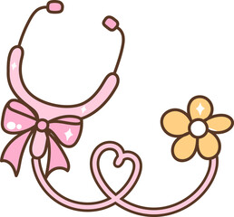 Groovy Retro Stethoscope Cartoon Illustration