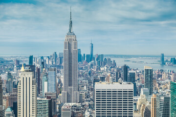 Panoramic view of Manhattan from Top of The Rock side , New York , USA