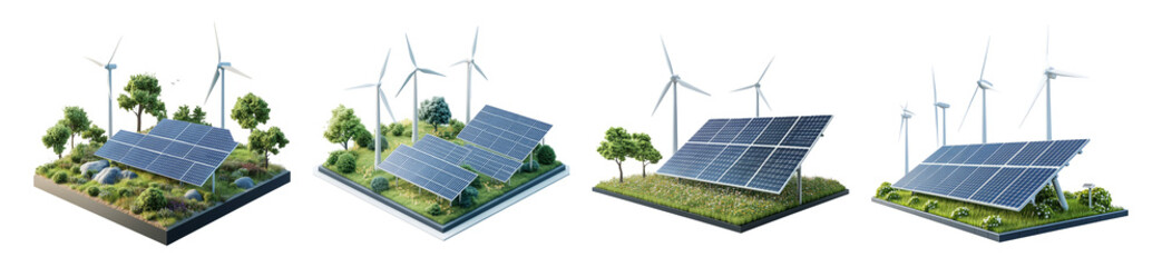 Solar Power Systems on Transparent Background