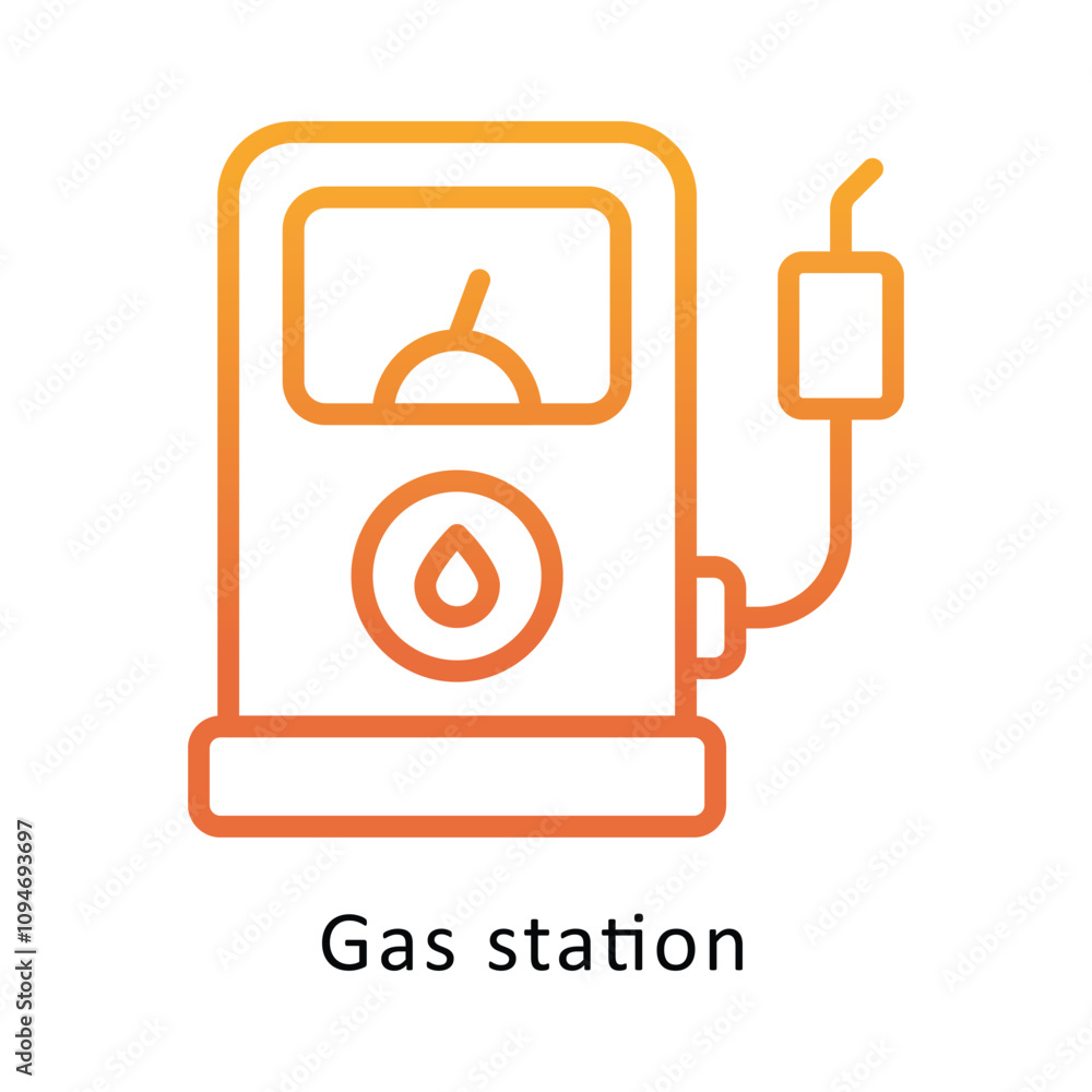 Poster gas station vector gradient outline icon. .. eps 10 file