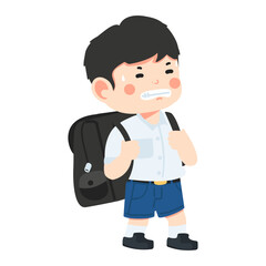 Kid student with  heavy bag