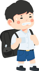 Kid student with  heavy bag