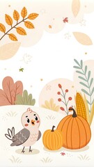 thanksgiving minimalist cute cartoon white background