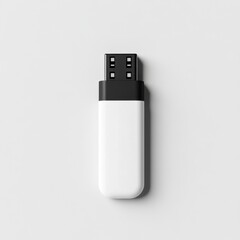 White usb flash drive isolated on minimalist gray background
