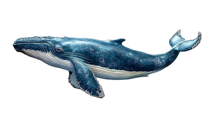 Fototapeta premium side view of big blue whale isolated on transparent background ,whale png ,