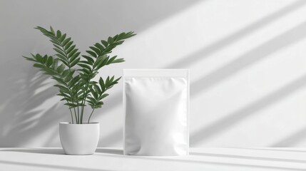 White stand-up pouch bag mockup with a ziplock, ideal for showcasing packaging design ideas
