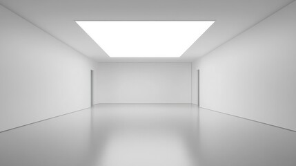 Blank white wall mockup in a modern gallery, offering a spacious and clean backdrop for art displays
