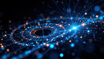 Abstract high-tech blue glowing spiral.