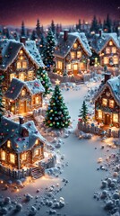 Fototapeta premium Miniature fairy-tale Christmas houses 